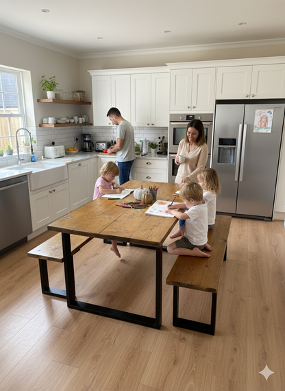 5' Rustic Dining Table and Two Bench Set