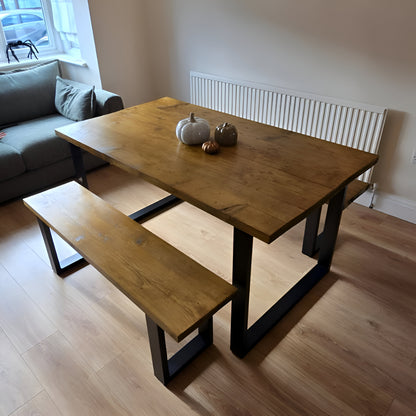 Rustic Dining Table & Bench Set